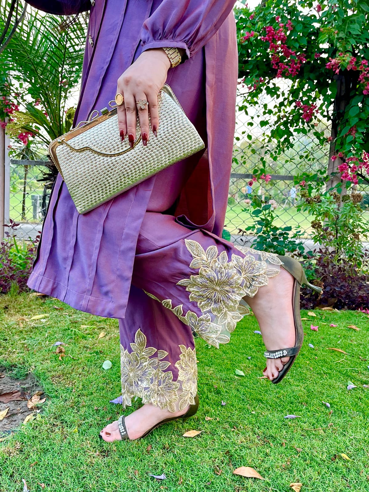 Maira purple luxury pret dress with embroidered trouser details