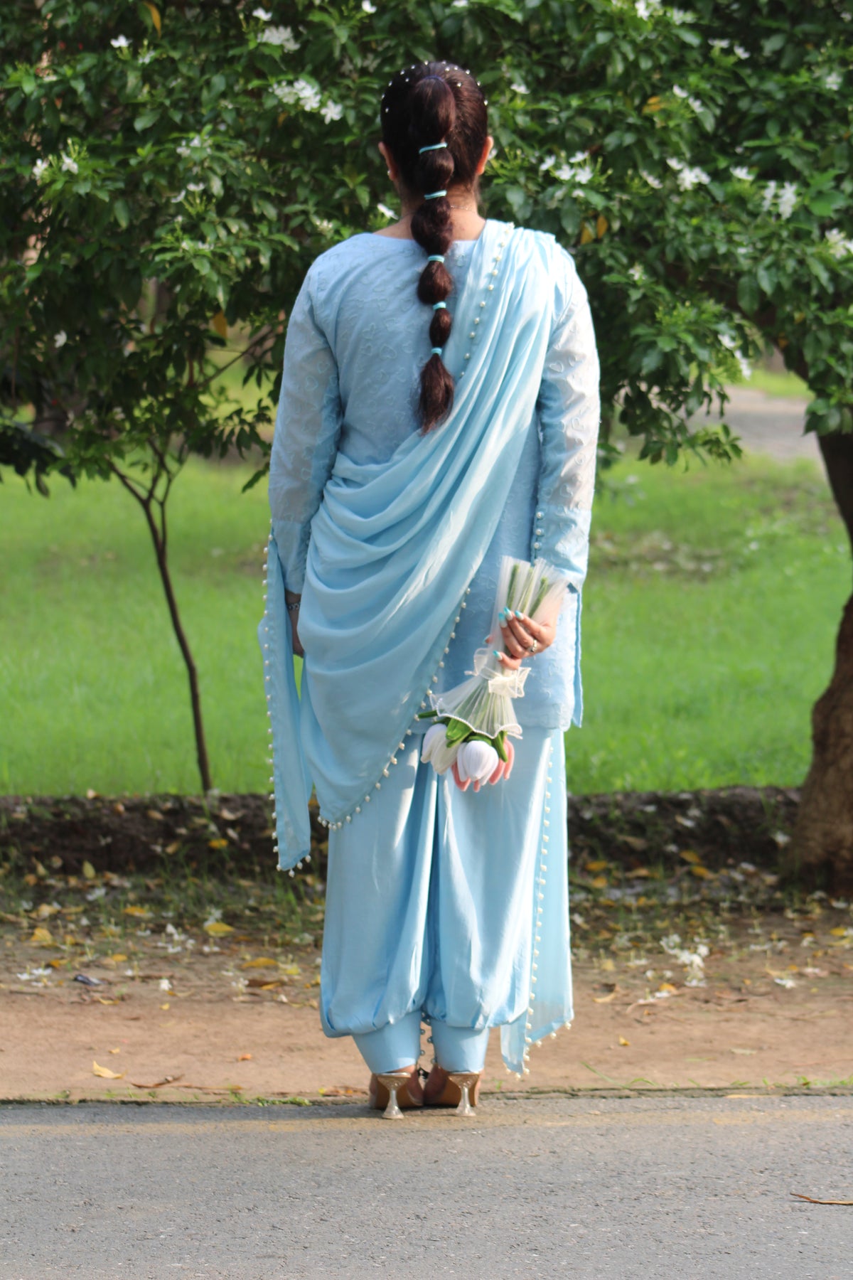 Elena Blue Premium Silk Lawn 3pc