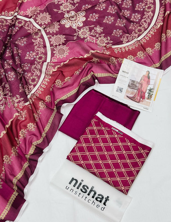 Nishat 3 Piece - Printed Embroidered Suit - 42101534-R