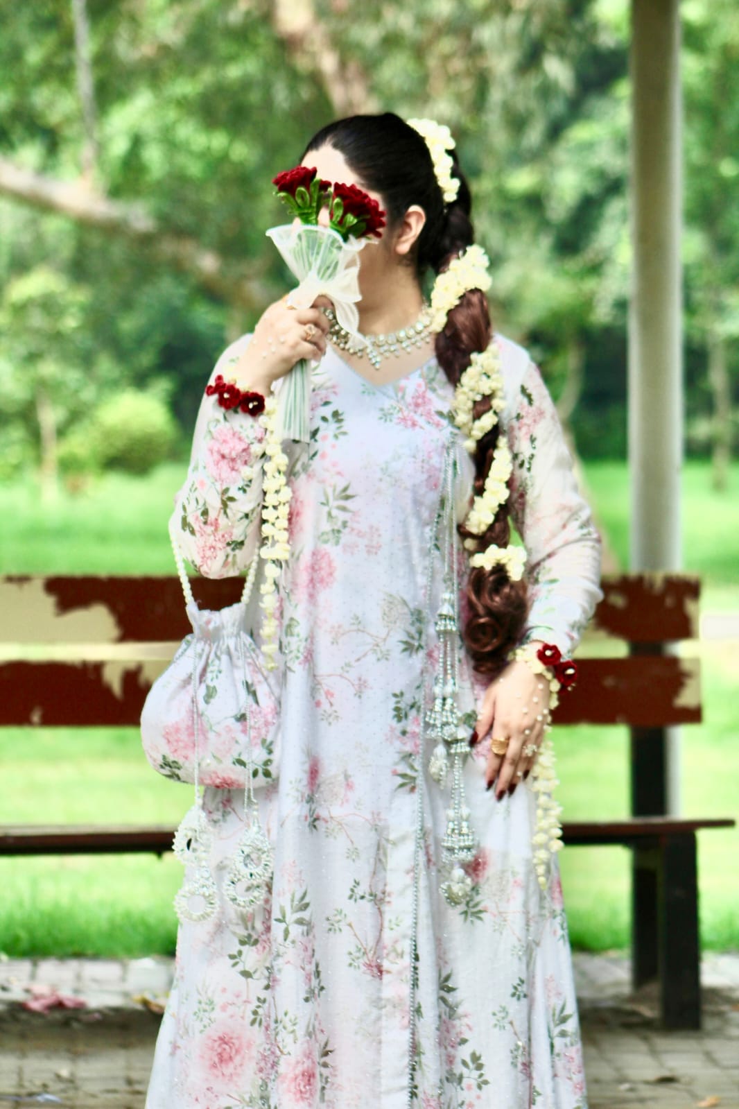 Chandani (White) Premium Silk Lawn 3Pc Anarkali Ensemble